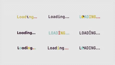 Varied loading text with colorful letters cartoon animation pack Stock Footage 344957078