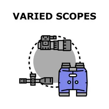 Varied optical scopes for observation and targeting Stock Illustration