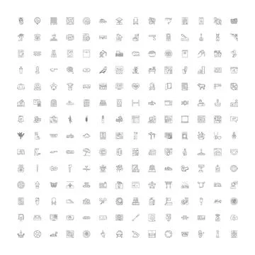 Varied outline icons set web design elements イラスト素材
