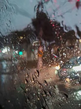 Varied reflections on a rainy and cold night. Stock Photos