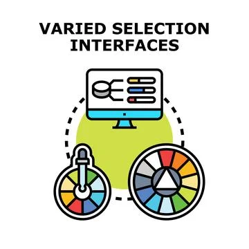 Varied selection interfaces and user experience concept Stock Illustration