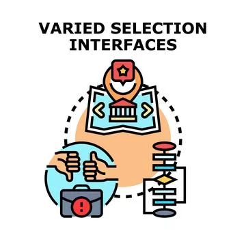 Varied selection interfaces concept providing different options イラスト素材