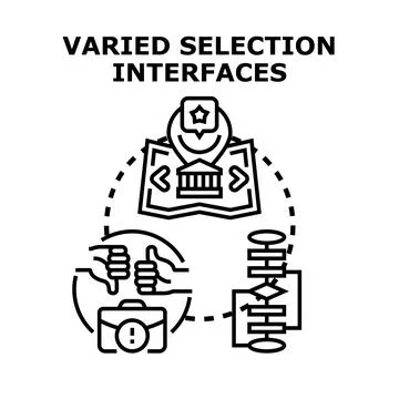 Varied selection interfaces concept providing different options イラスト素材