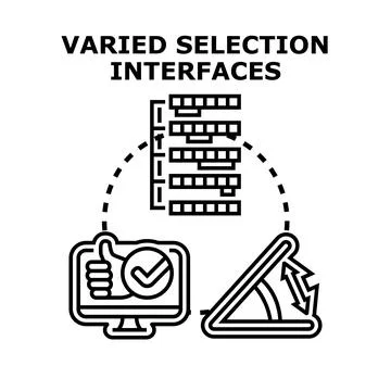 Varied selection interfaces with digital selection and adjustment Illustrazione stock