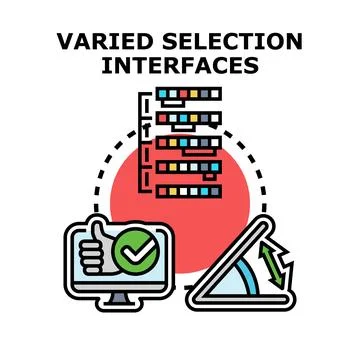 Varied selection interfaces with digital selection and adjustment Stock Illustration