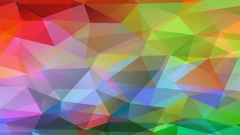 Variegated Polygon Patchwork With Size 3D Triangles Creating A Glowing Geometric Stock-Footage 128488841