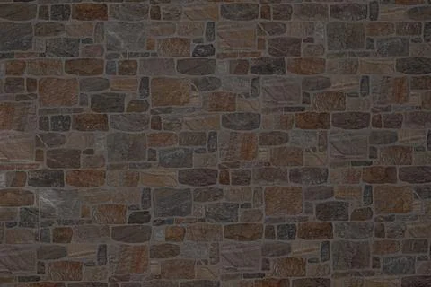 Variegated stone wall texture with mixed shades and sizes of bricks Stock Photos