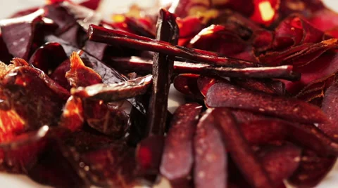 Varieties of dried meat Stock Footage 29432005