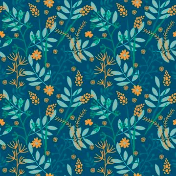Varieties of leaves and plants. Vector seamless pattern. Picture for Wallpape Stock Illustration