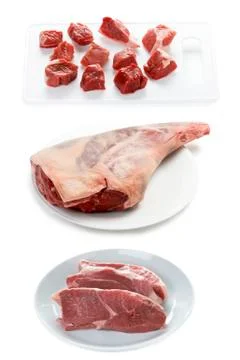 Varieties of raw lamb meat Stock Photos