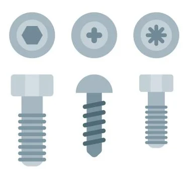 Varieties of screws Drone vector icon flat isolated. Stock Illustration