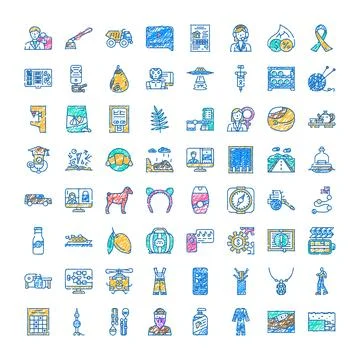 Variety of abstract hand drawn doodle illustrations Illustrazione stock