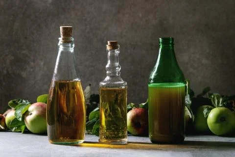 Variety of apple drinks Stock Photos