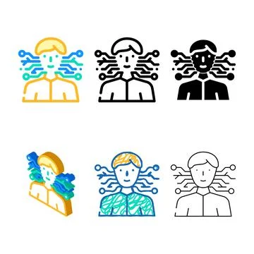 Variety artificial intelligence color icon vector 스톡 일러스트
