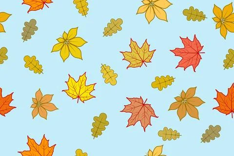 Variety of autumn leaves vector pattern Stock Illustration