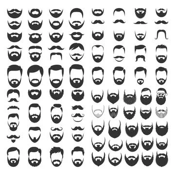 Variety of Beard Styles Collection for Bearded Men Beard Illustrations T-sh.. Stock Illustration