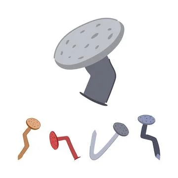 Variety of bent nails with different colors Stock Illustration