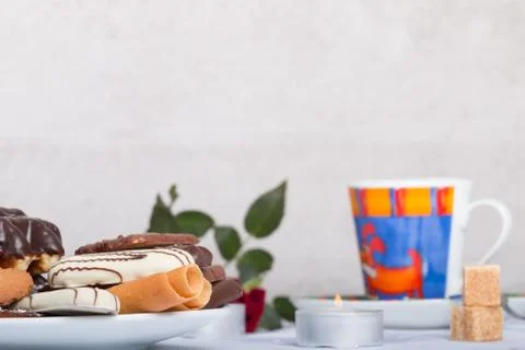 Variety of biscuits on a table Stock Photos
