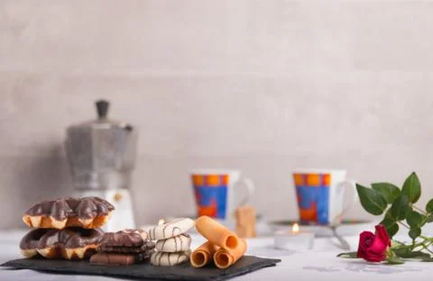Variety of biscuits on a table Stock Photos
