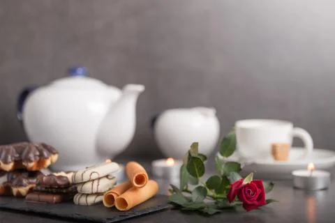 Variety of biscuits on a table Stock Photos