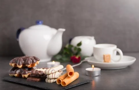 Variety of biscuits on a table Stock Photos