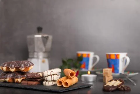 Variety of biscuits on a table Stock Photos