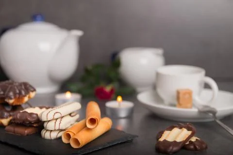 Variety of biscuits on a table Stock Photos