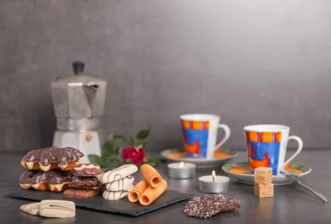 Variety of biscuits on a table Stock Photos