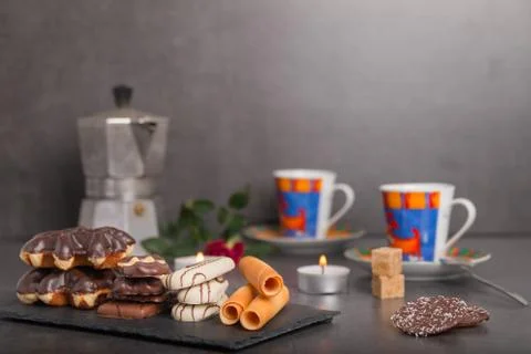 Variety of biscuits on a table Stock Photos