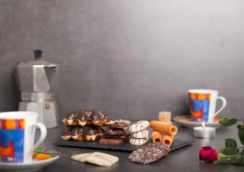 Variety of biscuits on a table Stock Photos