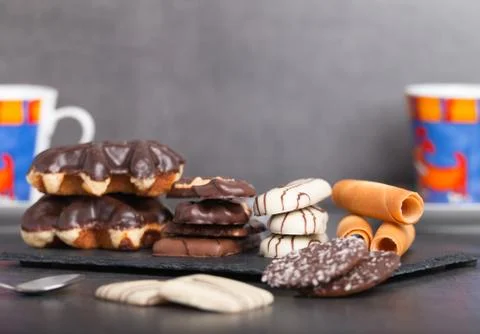 Variety of biscuits on a table Stock Photos