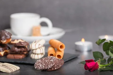 Variety of biscuits on a table Stock Photos