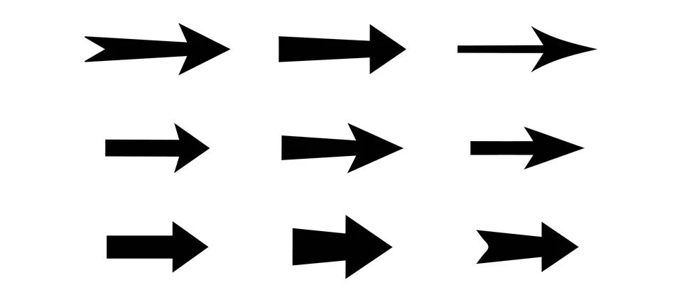 Variety of Black Pointer Arrows Stock Illustration