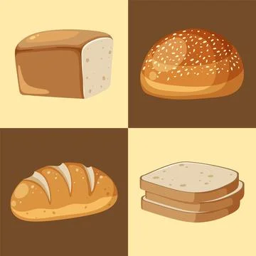 Variety of Bread Illustrations 스톡 일러스트