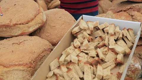 Variety of bread on shelves at bazaar 2 動画素材 70519571