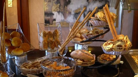 Variety of Breads at Buffet Stock Footage 311201292