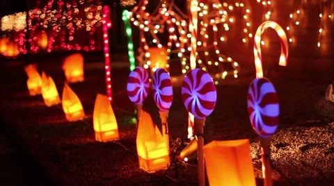 A variety of Christmas lights on display Stock Footage 57301046
