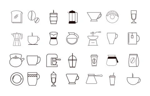 Variety coffee icon set pack vector design Stock Illustration