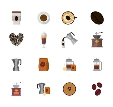 Variety coffee icon set pack vector design Stock Illustration