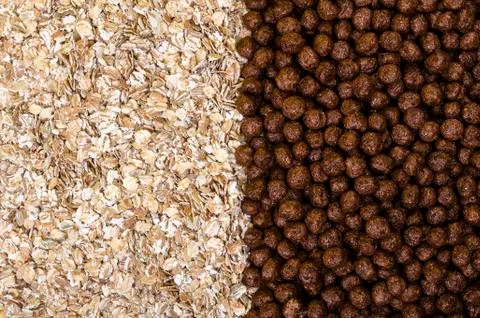 Variety of cold cereals, quick breakfast for kids Stock Photos