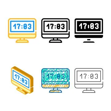 Variety computer clock color icon vector イラスト素材