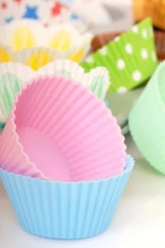 Variety of cupcake liners Stock Photos