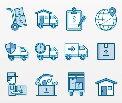 Variety of delivery elements set Stock Illustration