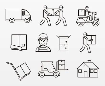 Variety of delivery elements set Stock Illustration