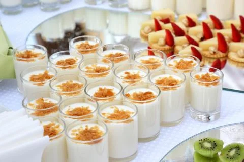 Variety of dessert on the table in a cafe Stock Photos