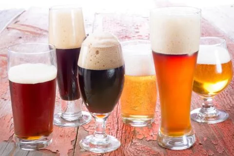Variety of different beers Stock Photos