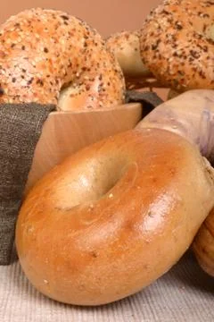 Variety of different types of bagels Stock Photos
