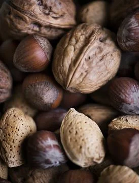 Variety of dried nuts Stock Photos