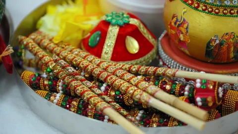 Variety of elements for Indian Hindu Rituals that are performed during holy Stock Footage 304093055