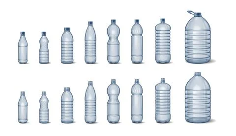 Variety of Empty Plastic Bottles in Different Sizes Stock Illustration